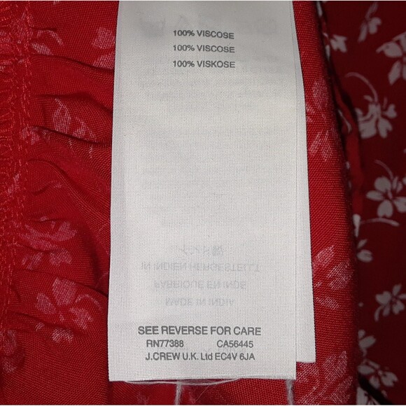 J. Crew Mercantile Mini Dress Size 12 Red Floral Faux-Wrap Cap Sleeves Ruffle - Picture 10 of 10